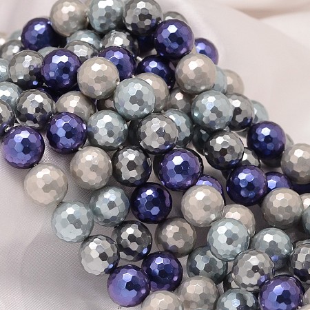 ARRICRAFT Faceted Round Shell Pearl Bead Strands, Colorful, 12mm, Hole: 1mm, about 33pcs/strand, 15.74 inches