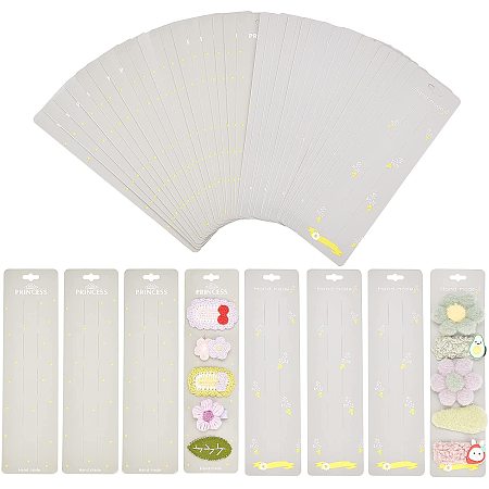 NBEADS 64 Pcs Hair Clip Display Cards, 2 Styles Rectangle Clips Display Cards Paper Hairpin Display Cards for Hair Barrettes Accessories