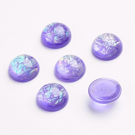 Honeyhandy Half Round Resin Imitation Opal Cabochons, Medium Purple, 12mm