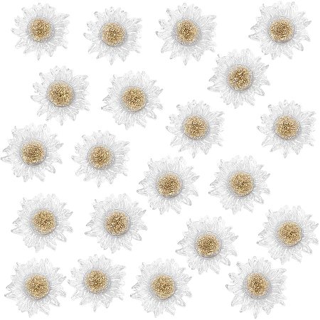 NBEADS 50 Pcs Sunflower Charms, Resin Flatback Cabochons Epoxy Charms with Golden Foil for Jewelry Making Scrapbooking