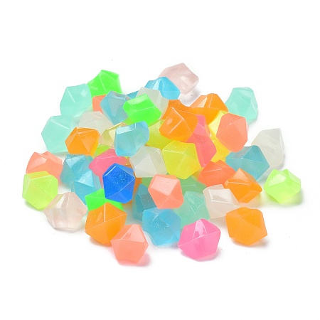 Honeyhandy Acrylic Luminous Cabochons, Decorate Accessories, Polygon Stone, Mixed Color, 14x11mm, about 300pcs/bag