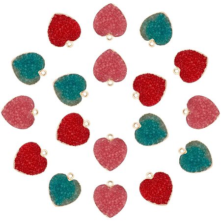 NBEADS 18 Pcs Resin Heart Charms, Druzy Love Heart Pendants, Mini Heart Charms Pendants for Necklace Bracelet Valentine's Day Jewelry Making Findings