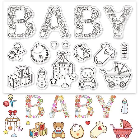 GLOBLELAND Baby Silicone Clear Stamps Baby Toy Transparent Stamps for Birthday Easter Holiday Cards Making DIY Scrapbooking Photo Album Decoration Paper Craft