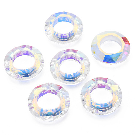 ARRICRAFT Electroplated Glass Linking Rings, Faceted, Ring, Clear AB, 20x5.5mm, Inner Diameter: 11mm, about 15pcs/board, 4board/box