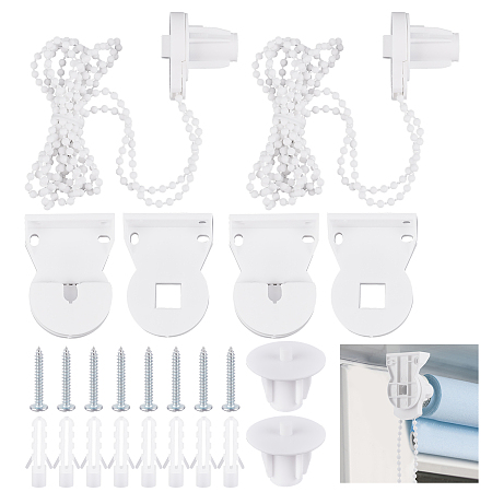 CRASPIRE Roller Blind Repair Kit Plastic Spare Roller Blind Replacement Repair Kit, Curtain Roller Blind Accessories with Beaded Chain Spare Kit for Curtain Rods, Roller Blind Brackets
