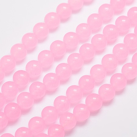Honeyhandy Natural & Dyed Malaysia Jade Bead Strands, Round, Pink, 10mm, Hole: 1.0mm, about 38pcs/strand, 15 inch