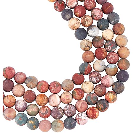 Arricraft About 98 Pcs Frosted Stone Beads 8mm, Natural Picasso Stone Round Beads, Gemstone Loose Beads for Bracelet Necklace Jewelry Making ( Hole: 1mm )