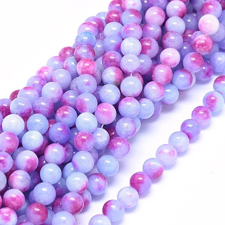 ARRICRAFT Natural Dyed Jade Beads Strands, Round, Lilac, 8mm, Hole: 1mm; about 46~48pcs/strand, 14.7~15.2 inches(37.4~38.5cm)