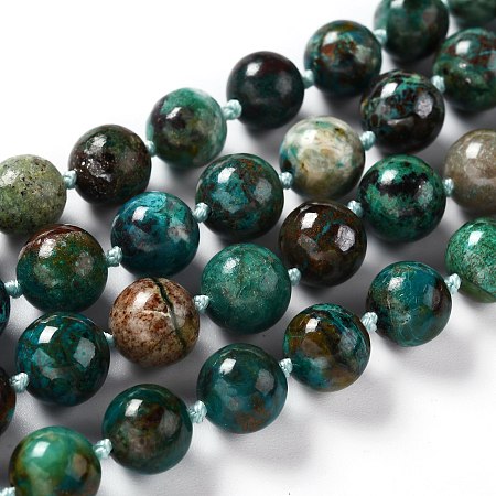 ARRICRAFT Natural Chrysocolla Beads Strands, Round, 9~9.5mm, Hole: 0.8mm, about 38pcs/strand, 16.14''(41cm)