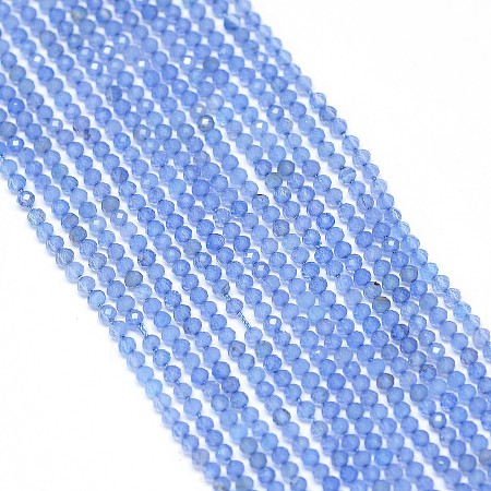 ARRICRAFT Natural Blue Chalcedony Bead Strands, Faceted, Dyed, Round, 2mm, Hole: 0.5mm, about 170~180pcs/strand, 12.9 inches~13.3 inches(330~340mm)