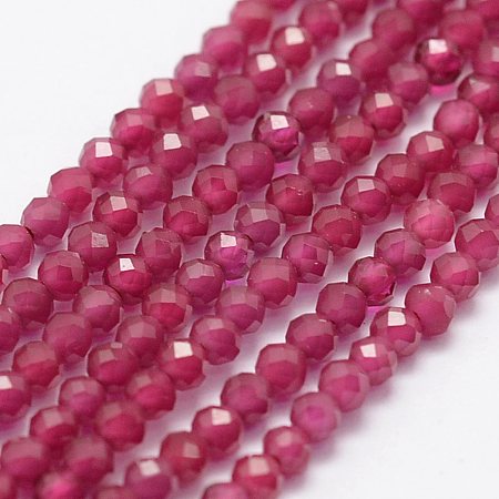 Arricraft Glass Beads Strands, Imitation Quartz, Faceted, Round, Medium Violet Red, 2mm, Hole: 0.5mm,  about 175pcs/strand, 14.9 inches(38cm)