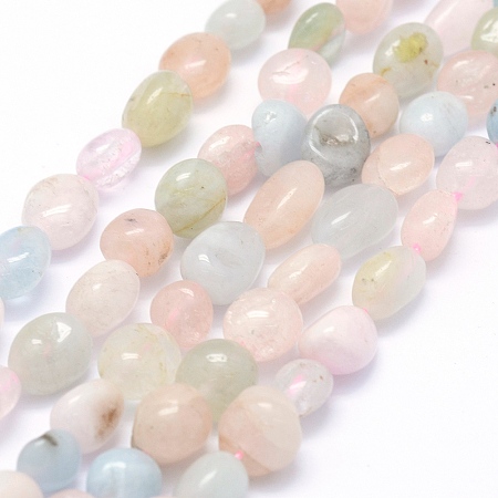 Honeyhandy Natural Morganite Beads Strands, Oval, 5~12x6~9x4~7mm, Hole: 1mm, about 50~53pcs/strand, 15.3 inch~15.7 inch