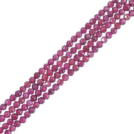Nbeads 2 Strands Natural Garnet Bead Strands, Grade AA, Faceted, Round, 3mm, Hole: 0.5mm, about 163pcs/strand, 15.5''(39.37cm)