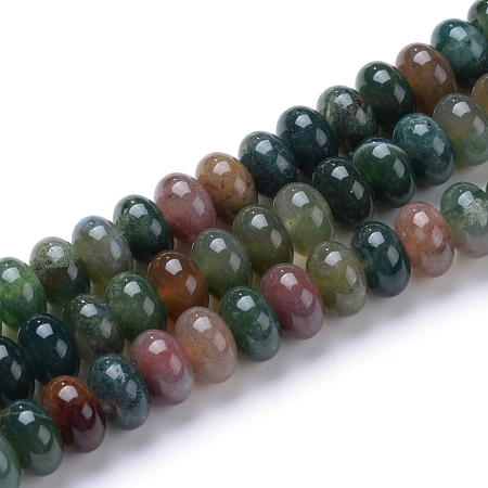 Honeyhandy Natural Indian Agate Bead Strands, Rondelle, 8x5mm, Hole: 1mm, about 75pcs/strand, 14.9 inch