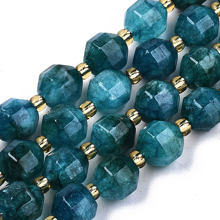Honeyhandy Natural Dolomite Beads Strands, Faceted, Dyed, Round, Dark Cyan, 8x8mm, Hole: 1.2mm, about 33pcs/strand, 15.16 inch~15.35 inch(38.5cm~39cm)
