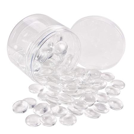 PH ARRICRAFT 100pcs 25mm Round Dome Glass Cabochons Flat Back Clear Glass Dome Tiles for Photo Pendant Craft Jewelry Making