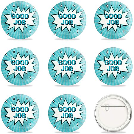 GLOBLELAND 9 Pcs Good Job Pinback Buttons Badge, Recognition Encouraging Pins Button Badges for Adults, Kids, Men or Women, 2-1/4 Inch Round Button Pin