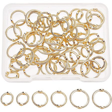 SUPERFINDINGS 60Pcs 3 Sizes Brass Bead Frames 9/11/13mm Round Ring Shaped Metal Links Connector Double Hole Circle Beads Frame for Jewelry Making