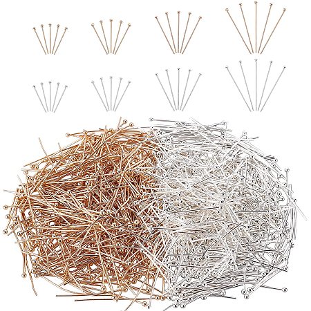 UNICRAFTALE About 400pcs 16/20/25/30mm Brass Ball Head Pins Golden & Silver Head Pins Metal Jewelry Pins for Jewelry Findings Components Making Arts Projects