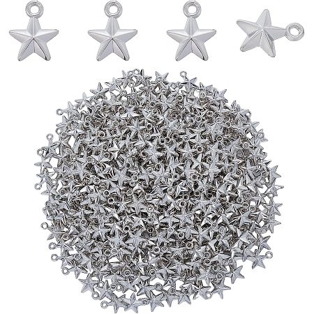 SUPERFINDINGS 400Pcs Platinum Star Charms Pendants Plating Star Plastic Charms 16.5x13.5mm Pentagram Charms for DIY Jewelry Bracelets Necklace Making