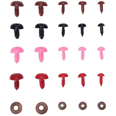 Arricraft 420pcs 5 Size D-Type Safety Nose, 4 Color Plastic Safety Nose Animal Safety Nose with Washers for Bear, Doll, Dog, Puppet, Plush Animal Making and DIY Craft