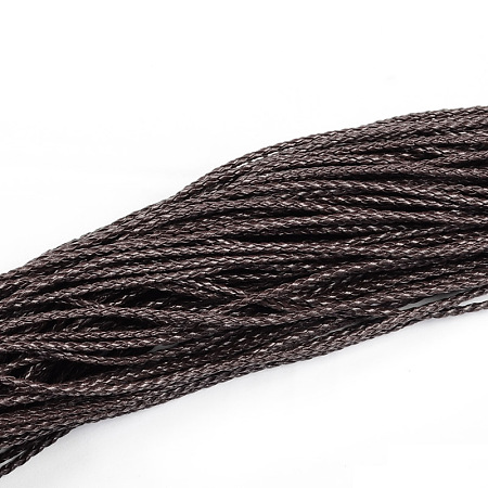 Honeyhandy Braided Imitation Leather Cords, Round Bracelet Findings, Coconut Brown, 3x3mm, about 103.89 yards(95m)/bundle