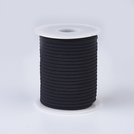 Honeyhandy Nylon Threads, Milan Cords/Twisted Cords, Black, 3mm, about 21.87 yards(20m)/roll