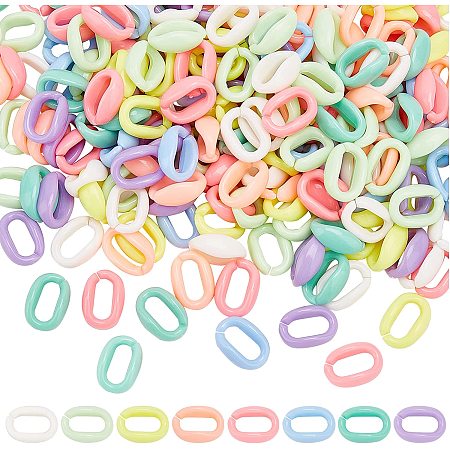 SUPERFINDINGS About 720Pcs 0.63x0.43x0.26Inch Acrylic Linking Rings 8 Colors Acrylic C-Clips Hooks Chain Links Quick Link Connectors for Earring Necklace Eyeglass Chain