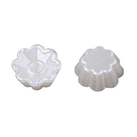 ARRICRAFT ABS Plastic Imitation Pearl Rhinestone Settings, Flower, Ivory, Fit for 2mm Rhinestone; 10x4.5mm