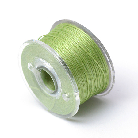 Honeyhandy Special Coated Polyester Beading Threads for Seed Beads, Yellow Green, 0.1mm, about 50yards/roll