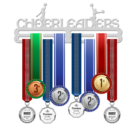 GLOBLELAND Sports Theme Iron Medal Hanger Holder Display Wall Rack, with Screws, Cheerleader Pattern, 150x400mm