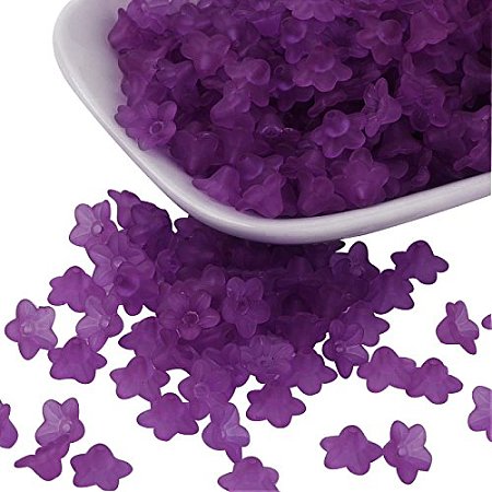 ARRICRAFT 500g (About 5000 pcs) Flower Frosted Transparent Acrylic Beads 10x5mm, Purple