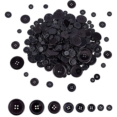 NBEADS 980 Pcs Sewing Buttons, Round Acrylic Buttons 4-Hole Buttons Resin Buttons for Crafts Sewing Decorations, 10 Size