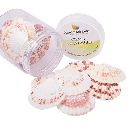 PandaHall Elite 1Box (About 22pcs) Scallop Sea Shells Seashells Charms for Craft Making, Home Decoration, Beach Party, Fish Tank and Vase Fillers (Light)