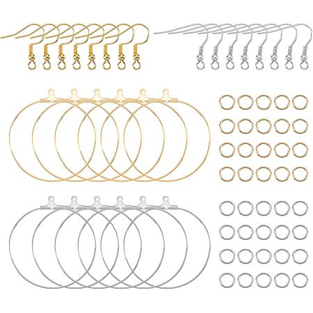 UNICRAFTALE About 100pcs 2 Colors Earring Making Kit Stainless Steel Hoop Earring Findings 20pcs Earring Hooks 40pcs Open Jump Rings for Jewelry Making DIY Craft
