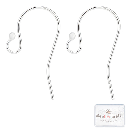 Beebeecraft 10 Pair 925 Sterling Silver Ball Dot Fish Earring Hooks French Ball End Ear Wires for Drop Dangle Earring Findings DIY Jewelry Making(Wire 0.7mm/21 Gauge/0.028 inch)