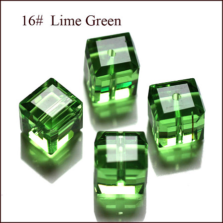 Honeyhandy Imitation Austrian Crystal Beads, Grade AAA, Faceted, Cube, Lime Green, 8x8x8mm(size within the error range of 0.5~1mm), Hole: 0.9~1.6mm