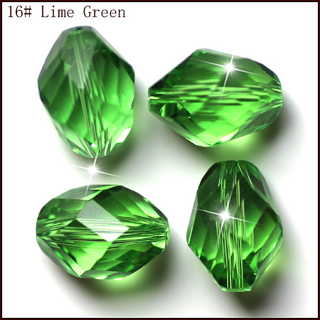 Honeyhandy Imitation Austrian Crystal Beads, Grade AAA, Faceted, Bicone, Lime Green, 10x13mm, Hole: 0.9~1mm