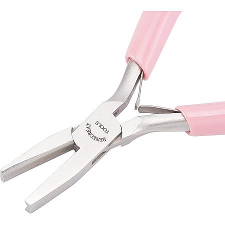 BENECREAT Pink Mini Flat Nose Pliers 5 Inch Long Duck Billed Pliers for Jewelry Beading Making