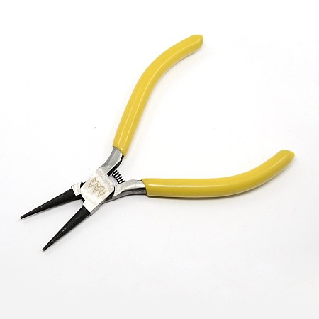 ARRICRAFT Jewelry Pliers, #50 Steel(High Carbon Steel) Round Nose Pliers, Yellow, Gunmetal, 125x55mm