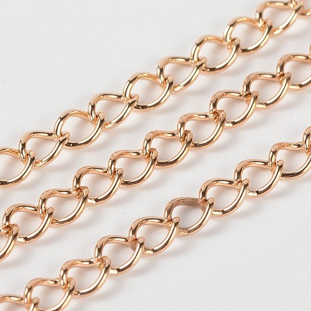 Honeyhandy Iron Twisted Chains, Unwelded, Gold Plated, 7x5x1mm