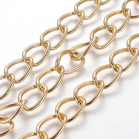 ARRICRAFT Decorative Chain Aluminium Twisted Chains Curb Chains, Unwelded, Golden, 15x10x2mm