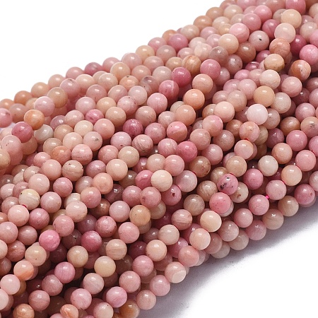 Honeyhandy Natural Rhodonite Beads Strands, Round, 2mm, Hole: 0.5mm, about 195pcs/strand, 15.35 inch(39cm)