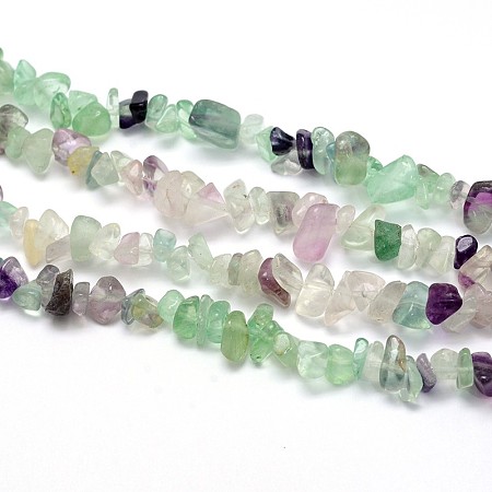 Honeyhandy Natural Fluorite Beads Strands, Chips, 5~8x5~8mm, Hole: 1mm, about 31.5 inch