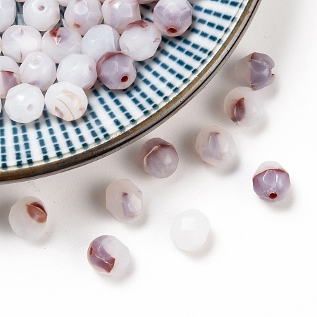 Arricraft Czech Fire Polished Glass Beads, Faceted, Drum, WhiteSmoke, 6x6mm, Hole: 1mm, about 37pcs/10g