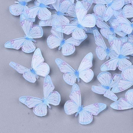 Honeyhandy Plastic Cabochons, Butterfly, Light Sky Blue, 12x15x3.5mm