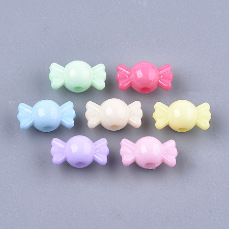 Arricraft Opaque Solid Color Acrylic Beads, Candy, Mixed Color, 8x14.5x8mm, Hole: 2mm, about 137pcs/50g