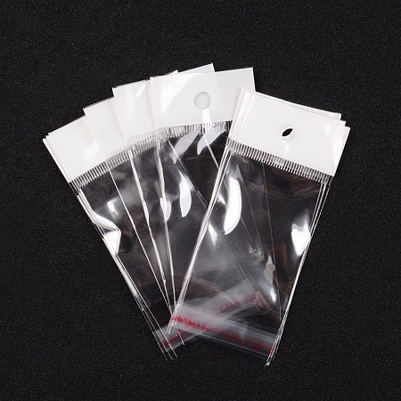 Honeyhandy Clear Cellophane Bags, Transparent Opp Bag Packing Plastic Bags Self Adhesive Seal, Inner measure: 6x4cm, Hole: 6mm, Unilateral thickness: 0.035mm