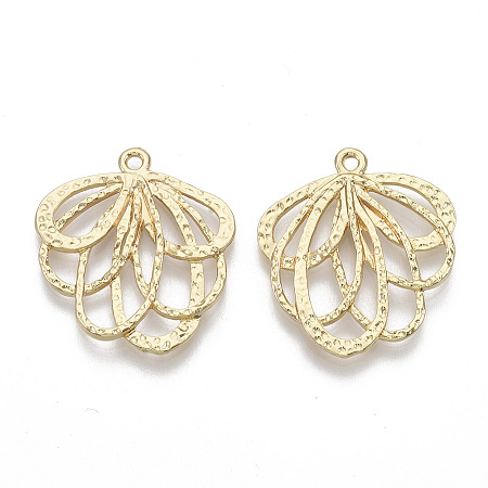 Honeyhandy Alloy Hammered Pendants, Filigree Joiners Findings, Flower, Light Gold, 29x26x2.5mm, Hole: 1.8mm