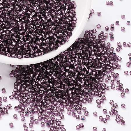 Honeyhandy Cylinder Seed Beads, Silver Lined, Round Hole, Uniform Size, Blue Violet, 2x1.5mm, Hole: 0.8mm, about 888pcs/10g